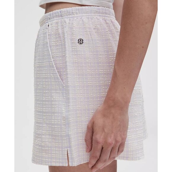 NWT Lululemon Seersucker Check Strappy Lavender Tank & 3" Pull-On Short Set M/L - Picture 8 of 16